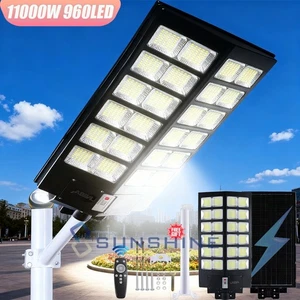 LED Commercial 99999999LM Outdoor Solar Street Light Dusk to Dawn Area Road Lamp - Picture 1 of 21