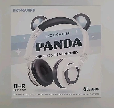 ART+SOUND LED Light Up Panda Bluetooth Wireless Headphones - New - Image 1 of 4