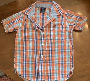 Izod 4T Boys Button Up Plaid Short Sleeved Shirt  - Picture 1 of 3