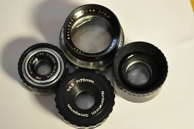 Grupo de 4-(cuatro) lentes de ampliación (2-50mm, 75mm y 162mm). LEER.   Foto 1 de 4