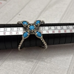 Carolyn Pollack Sterling Sleeping Beauty Turquoise Rope Design X Ring Size 9 - Picture 1 of 5