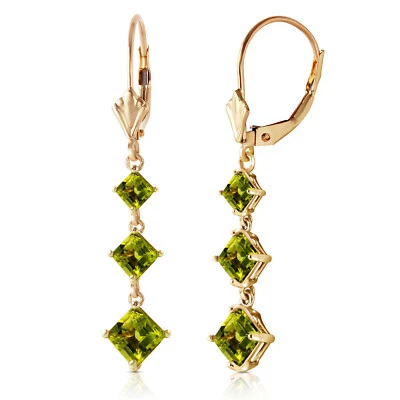 14K. SOLID GOLD CHANDELIER EARRING WITH PERIDOTS (Yellow Gold) - Image 1 of 4