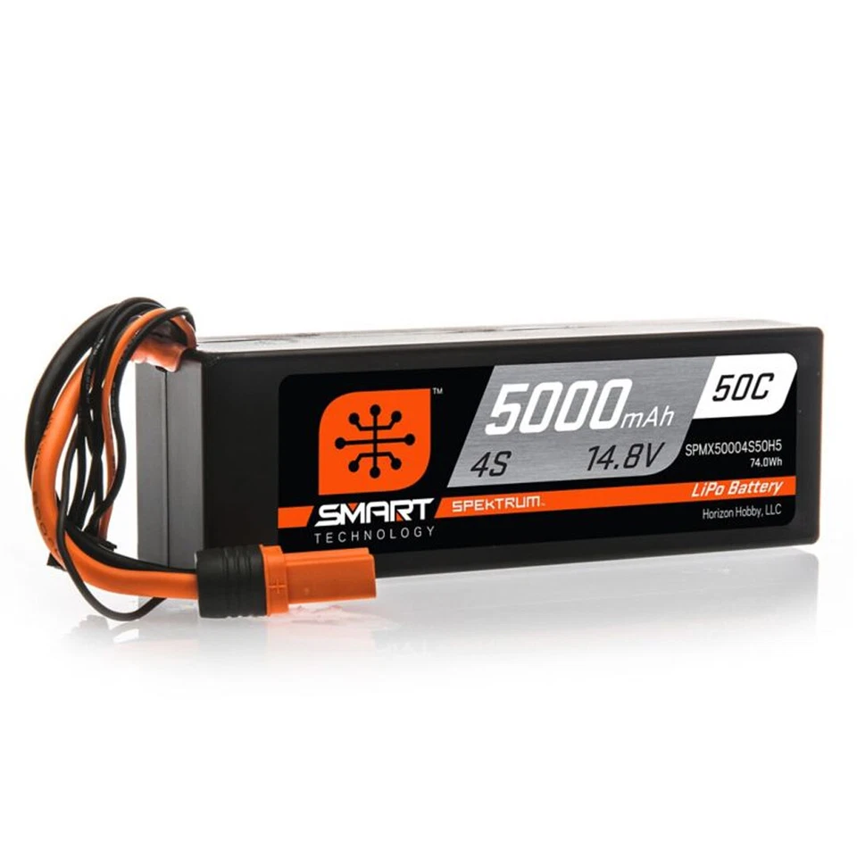 Spektrum 14.8V 5000mAh 4S 50C Smart LiPo Hardcase : IC5 SPMX50004S50H5 - Image 1 of 1