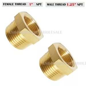 2 PC - 1-1/4" Maschio x 1" Femmina NPT Riduttore Tubo Boccola Esagonale Adattatore Raccordo Ottone - Foto 1 di 3
