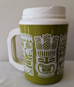 Tiki Jumbo Travel Mug Thermo-Serv Green Ww/Lid Made in USA 34 oz Super Insulated - Picture 1 of 14