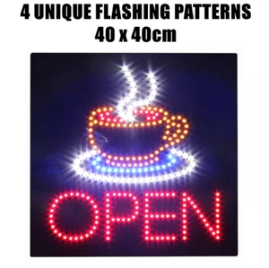 High Quality Epoxy COFFEE OPEN LED Sign Shop Business Restaurant Board 40x40cm - Picture 1 of 1