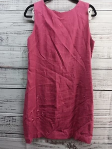 Style & Co Midi Dress Women’s 16 Petite Pink 100% Linen Sleeveless Zip Up Career - Picture 1 of 7