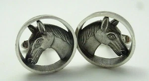 Modernist Equestrian Cufflinks Silver Cuff Links Horse Head Horse No 89 - Picture 1 of 2