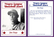 Jim Zapp Giants/Black Barons 1986 Larry Fritsch Negro League Baseball Stars #46