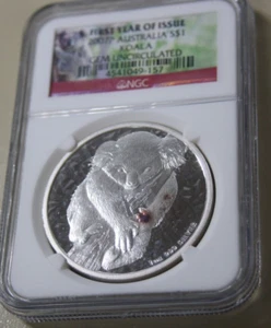 Australia 1 Dollar 2007 Silver 1 OZ " Koala " NGC Gem UNC #F6583 First Year - Picture 1 of 7