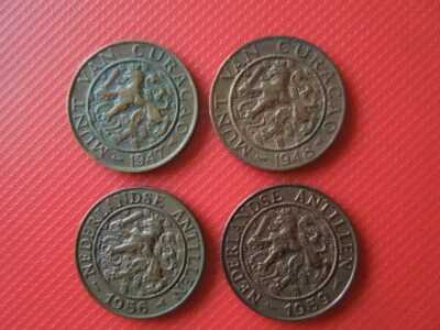 J4371 NETHERLANDS ANTILLES   2 I/2  CENT 1947/48 +1956+1959 SEE  DESCRIPTION - Image 1 of 2