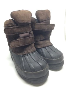 Kids Snow Boots 11 M Blake Brown Rubber Soles Loop & Hook Buckles Leather Uppers - Picture 1 of 12