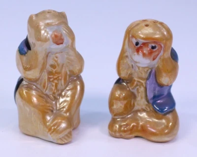 Salero y Pimienta De Colección Mono MCM Set Paquete Pintado a Mano Japón Lustreware Ver Foto 1 de 4