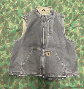 Carhartt Vest Mens XL Grey Duck Sherpa Lined, Distressed - Picture 1 of 8