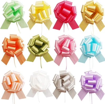 12 Pcs Christmas Pull Bows 6 Inch Mixed Color Gift Wrap Bows for Holidays - Image 1 of 4