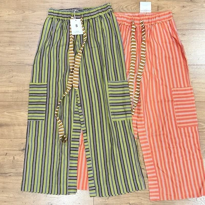 NWT Fashion Women Wide Leg Capri Pants Bottoms Women's Sz Small S Orange Green - Image 1 of 4
