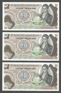 Colombia 20 Pesos 1.4.1979; UNC; P-409d; BNB-B951i; Lote de 3 ser consecutivos # - Imagen 1 de 2