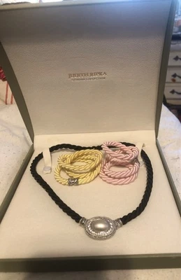 Collar de cordón de diseñador Judith Ripka 925 perlas de ley y circonita cúbica crema, negro y rosa Foto 1 de 4