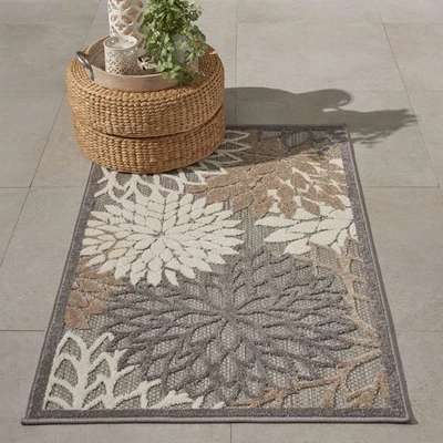 Aloha Indoor/Outdoor Area Rug 2' 8" x 4', Natural, Rectangular Tropical Botan... - Image 1 of 4