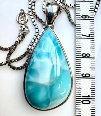 💙 Großer Larimar Anhänger 925 Silber mit Kette Edler Schmuck  Top Zustand 💙 - Bild 1 von 4