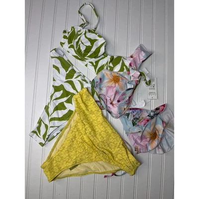 Neu mit Etikett Cupshe zweiteiliger Badeanzug Palmer Schnür-Bikinioberteil hoher Bund Bikini KONVOLUT M - Bild 1 von 4