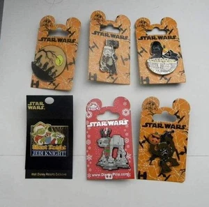 DISNEY STAR WARS (6) HALLOWEEN AND CHRISTMAS PINS NEW ON BACKING !! - Picture 1 of 4