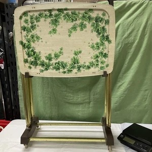 4 Folding TV Trays & Rolling Cart Stand Retro LaVada English Ivy - Picture 1 of 11