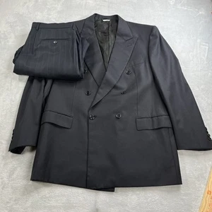 Brioni 100% Wolle Herren 42R 34x30 Blau Gestreift Ganzanzug Sakko Hose Italy Double - Bild 1 von 24