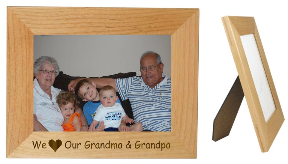 We Love Our Grandma & Grandpa Wood 5 x 7  Frame Horizontal -Can Be Personalized - Image 1 of 1