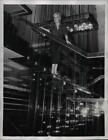 1957 Press Photo Sylvie Pelayo at glass stairs of Glass Center in French Capital