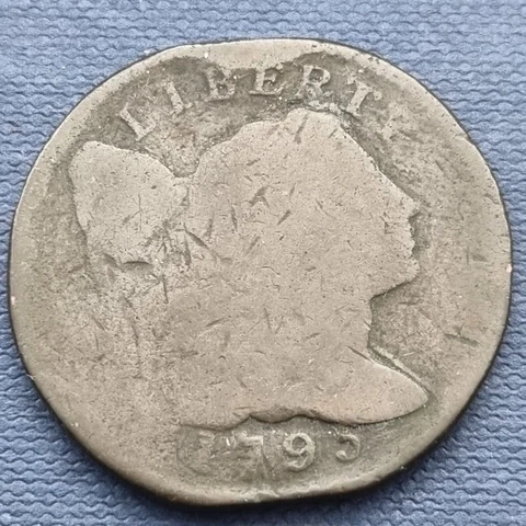 1795 Flowing Hair Large Cent 1c Circulated rim damage #52969 Cover