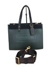 Coach Shoulder Bag 2 Way Field Tote 30 Leather Green C6035 Used