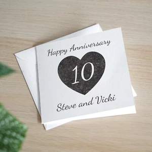 Tarjeta Personalizada 10 Aniversario Esposa Lata Boda Aniversario Tarjeta Marido - Imagen 1 de 3