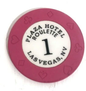 PLAZA HOTEL ROULETTE 1 CASINO CHIP LAS VEGAS, NV GAME PLAY GAMBLE HOT PINK - Bild 1 von 3
