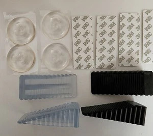 10 Pack Door Stopper - 4 Rubber Door Wedges - 6 Wall & knob Protectors, New - Picture 1 of 6