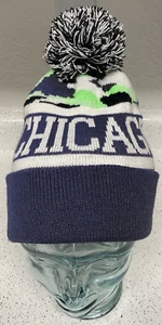 Chicago Men's Winter Beanie PomPom Green Gray Black White One Size - Picture 1 of 4