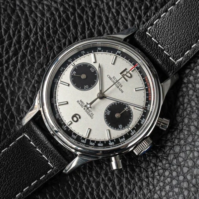 Seagull Sugess ST1901 Panda 38 mm blanco cronógrafo zafiro pantalla trasera 1963 Foto 1 de 4