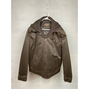 BLUE Hooded Jacket Full Zip Brown Casual Lightweight Coat Men's LT - Picture 1 of 8
