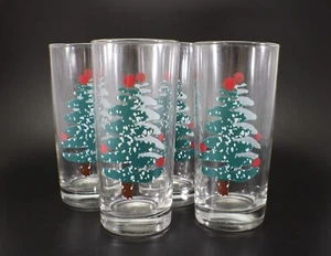 Furio Christmas Tree HIGH BALL TUMBLER Set of 4 Green Sponge Rim - Picture 1 of 10