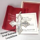 Vintage 1991 Reed & Barton Sterling Silver Christmas Cross Pendant Ornament Box