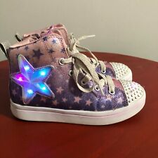 Skechers Twinkle Toes Girls Size 13.5 Shoes Pink Purple Colorful LED Sneakers