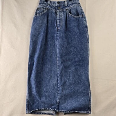 VTG Y2K Levis Skirt Size 7 Blue Denim Midi Straight Pencil Buttons High Rise  - Image 1 of 4
