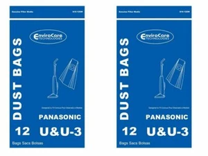 24 Bags Fits For Panasonic Type U, U3 & U6 Upright 816-12SW, MC-115P, MC-115PT - Picture 1 of 2