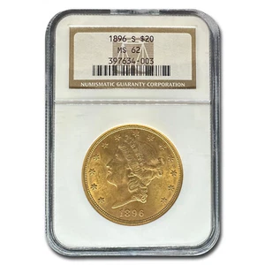 1896-S $20 Liberty Gold Double Eagle MS-62 NGC - Picture 1 of 3