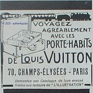 PUBLICITE LOUIS VUITTON PORTE HABIT TRAIN DE 1922 FRENCH AD ADVERT PUB TRES RARE - Picture 1 of 1