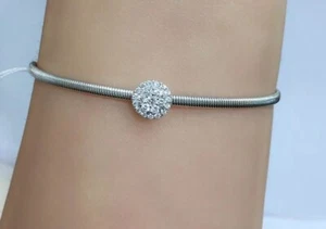 Brazalete ovalado redondo diamante halo redondo de oro blanco de 14 K de 0,28 quilates 60 mm. Was $1499 - Imagen 1 de 10