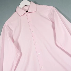Jaeger Shirt Mens 16 1/2 Pink White Long Sleeve Button Up French Cuff Pinstripe - Picture 1 of 22