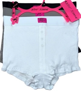BETSEY JOHNSON Women’s 3-Pair Ribbed Boyshort Underwear Panties Cotton Size M - Picture 1 of 5