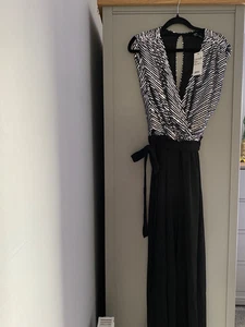 Friends like these (next) 2 in 1 wrap jumpsuit silver sequins& black size 12 - Picture 1 of 14