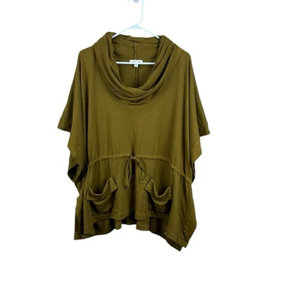 Silence + шум Топ женщин размер XS/S зеленый капот шеи с зауженной талией доломан рукава - Изображение 1 из 4